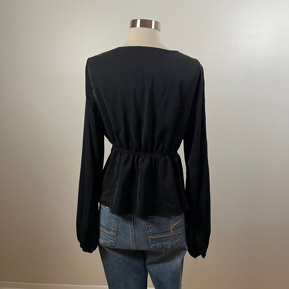 Shein • Balloon Sleeve Tie Waist Button Detail Blouse - Picture 3 of 5